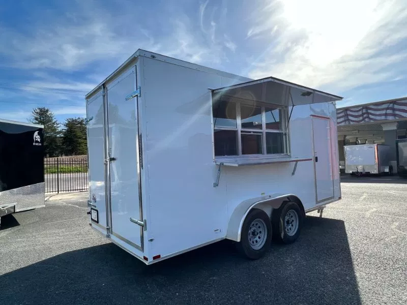7x16 Tandem Axle Concession Trailer Starter Package with 3x6 concession window and exterior serving shelf 7x16 TA CONCESSION TRAILER STARTER PACKAGE - QUALITY CARGO - Image 1